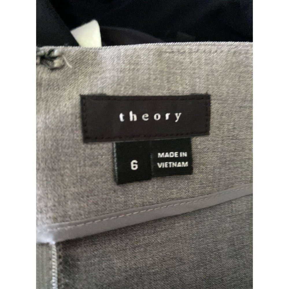 Theory Gray Stretch Wool Spandex Pencil Skirt‎ Size 6 Joanie Style Career EUC - Picture 7 of 16